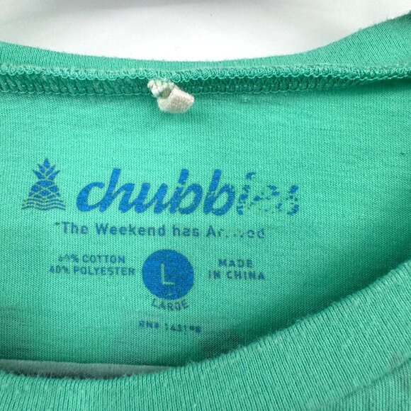 Chubbies Skys Out Thighs Out Blue Green Short Sleeve Shirt men’s size large mint - Picture 3 of 5
